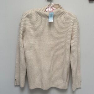 LOFT Women's Cream winter white Mock / Funnel Neck Sweater